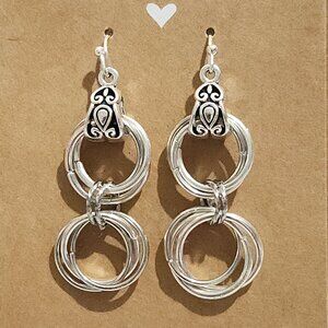 Handmade - Elegant Mobius Spiral Chainmail Earrings in Bright Tibetan Silver
